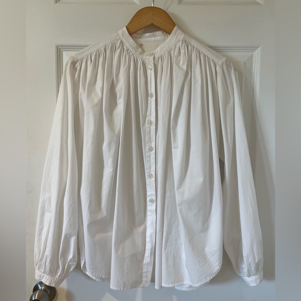 Women's French Designer LAURENCE BRAS White Poppy Blouse/Shirt Sz 36 FR (S)